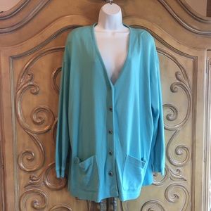 Essential Elements Aqua Jersey Cardigan